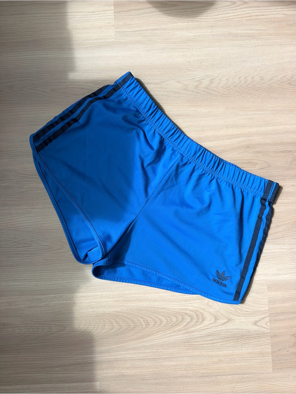 adidas Blue Athletic Training Shorts with Contrast Stripes